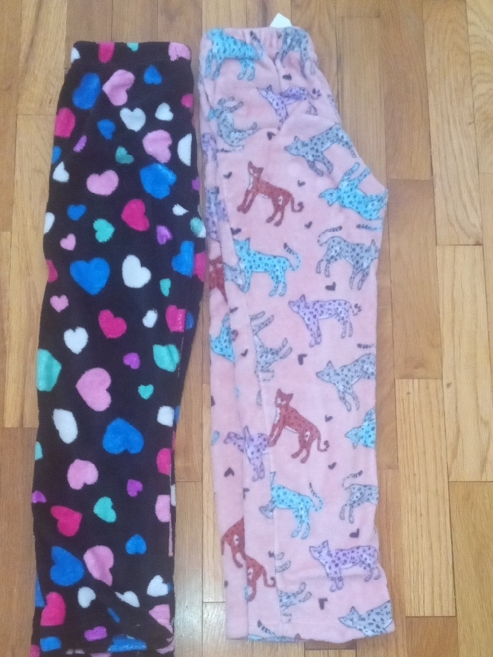 girls med 7/8 plush pj pants, 2 pair, soft